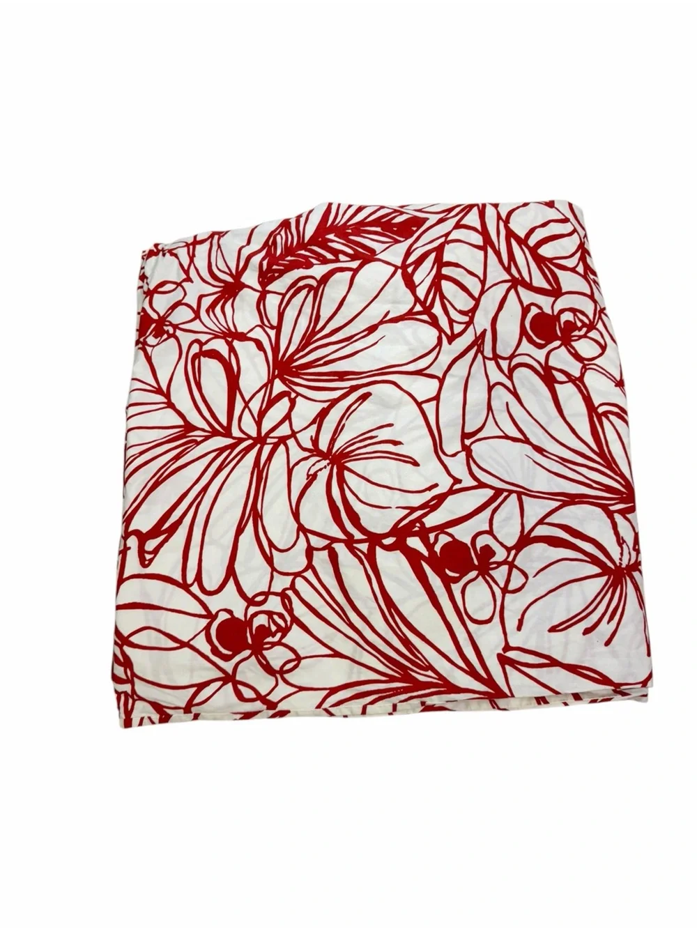 West Elm Duvet Cover Sketch Floral White Red Full/Queen & 2 Standard Shams